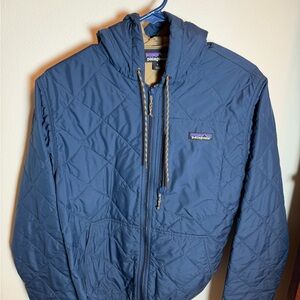 Patagonia Men's Quilted Hooded Jacket - Navy Blue